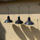 Three industrial suspensions in black and white enamelled sheet metal large format