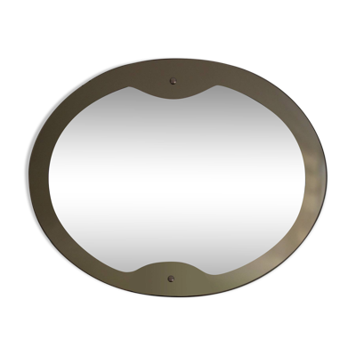 Miroir ovale biseauté par Lupi Cristal Luxor, Italie, 1970s
