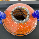 Vintage glass paste vase with handles