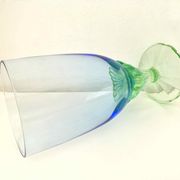 Blue green blown glass vase