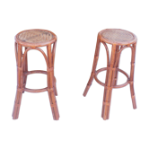 Bar en bambou pliant et 2 tabourets vintage années  60/70