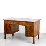 Bureau Art Déco italien en ronce de noyer foncé