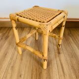 Set of two pull-out tables in rattan and wicker