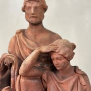 The sculpture, original terracotta signed and dedicated, Charles Van Oemberg.