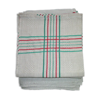 Old tablecloth and 8 matching towels in Basque linen 1.50 x 2.30 m