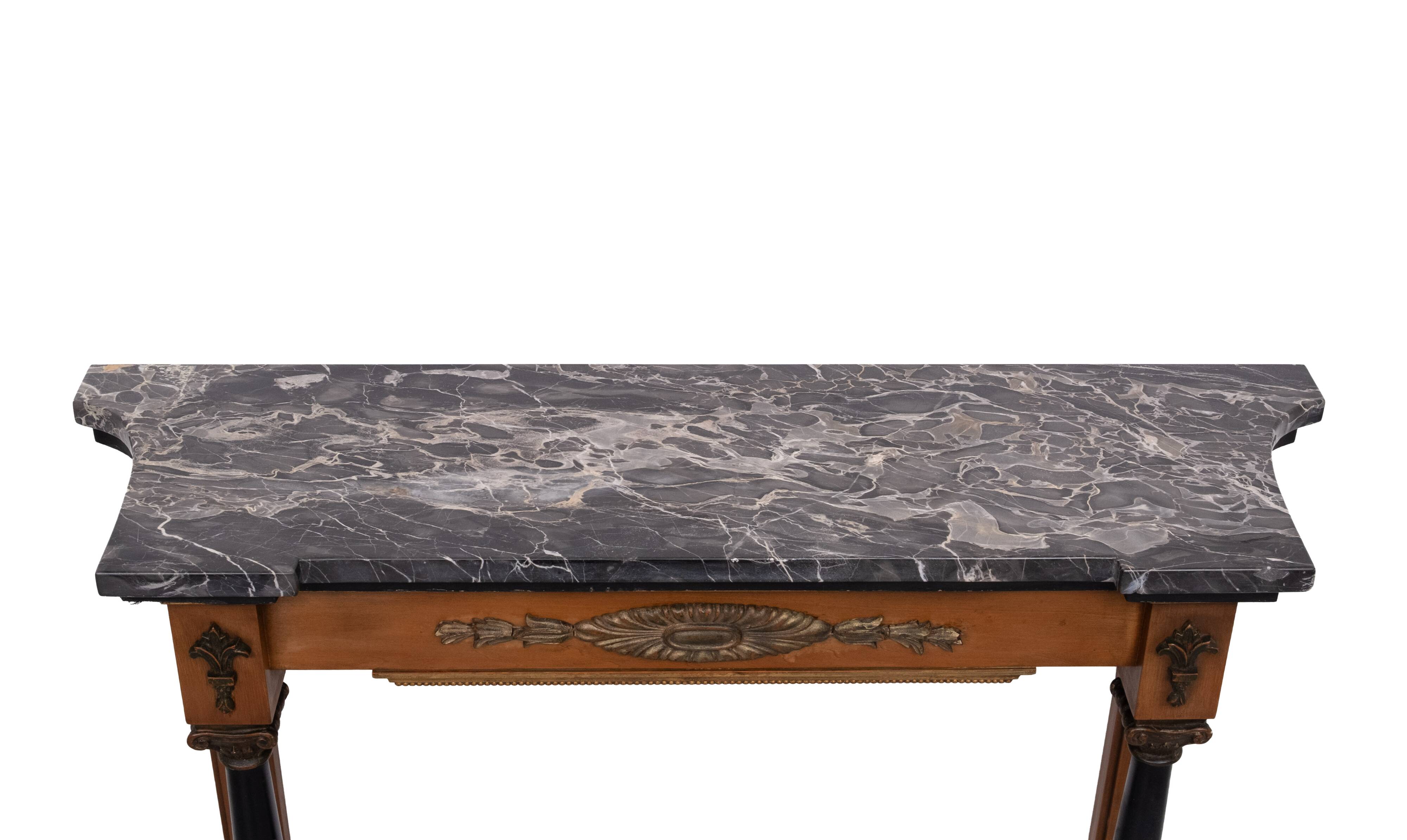 Elegant Italian Console Table, Black Marble Top, 1950s Empire Revival