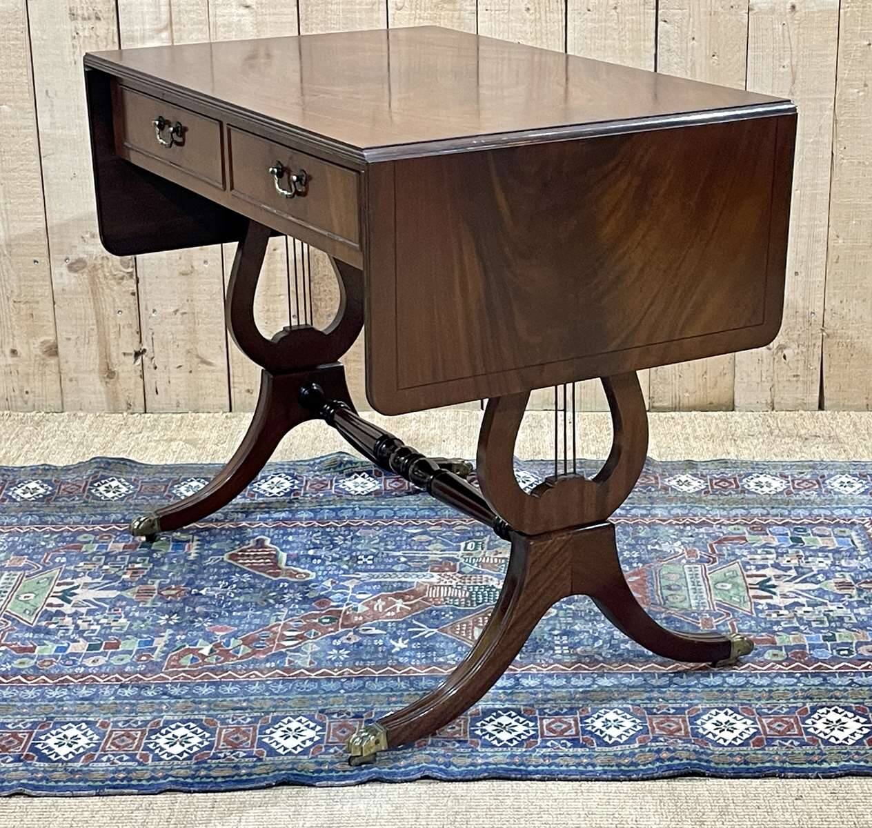 English mahogany drop-leaf desk from the 1950s