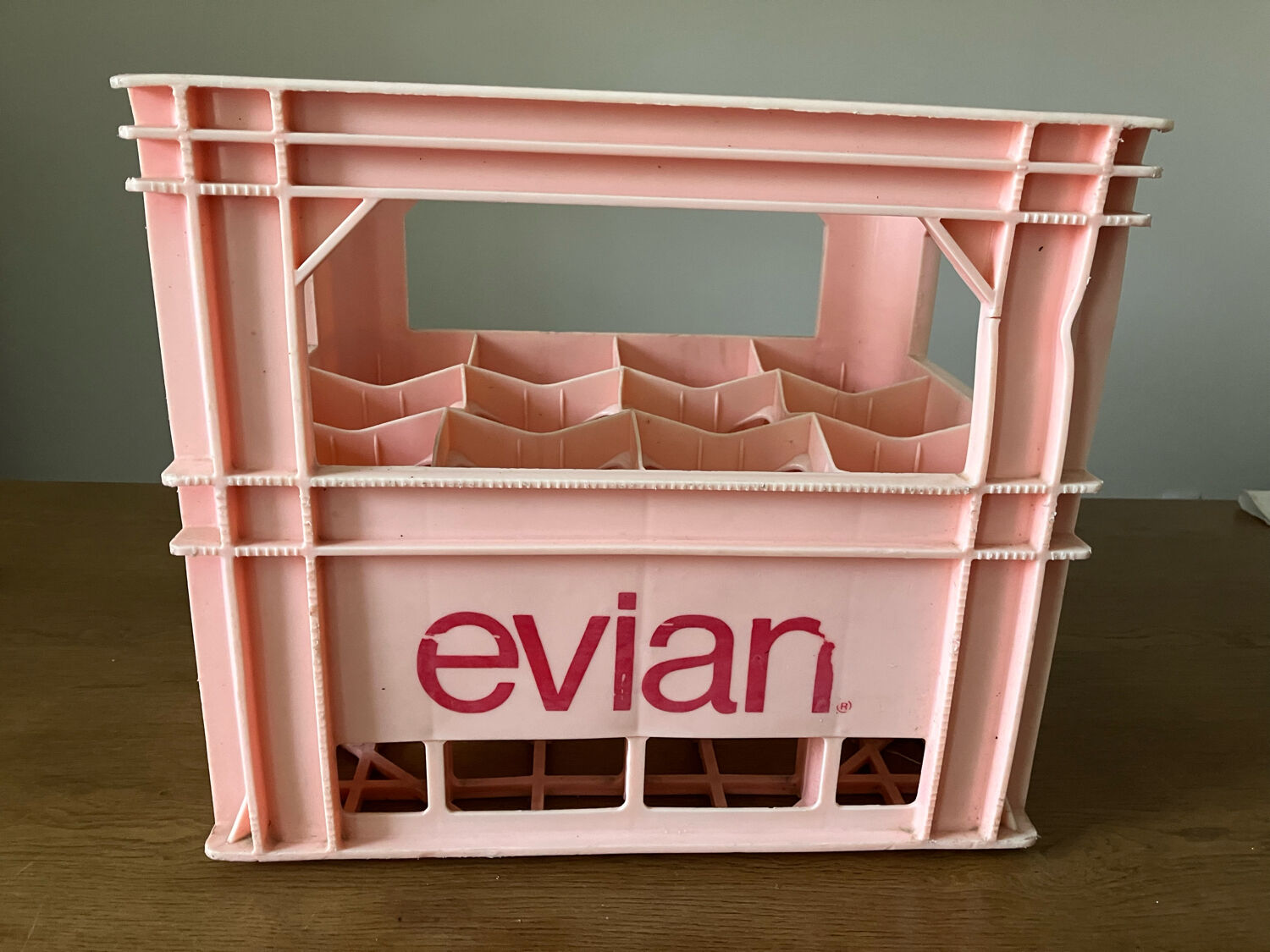 Vintage evian bottle rack