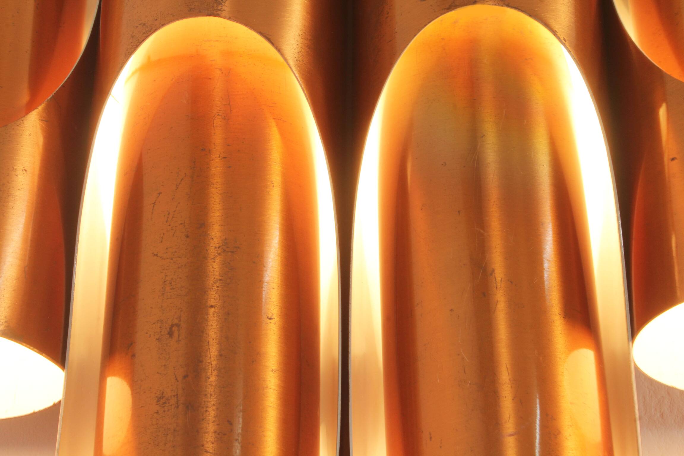 Large tubular copper wall light from the 1960s, Spain.