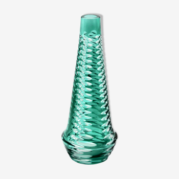 Vase en cristal turquoise Beyer, Allemagne
