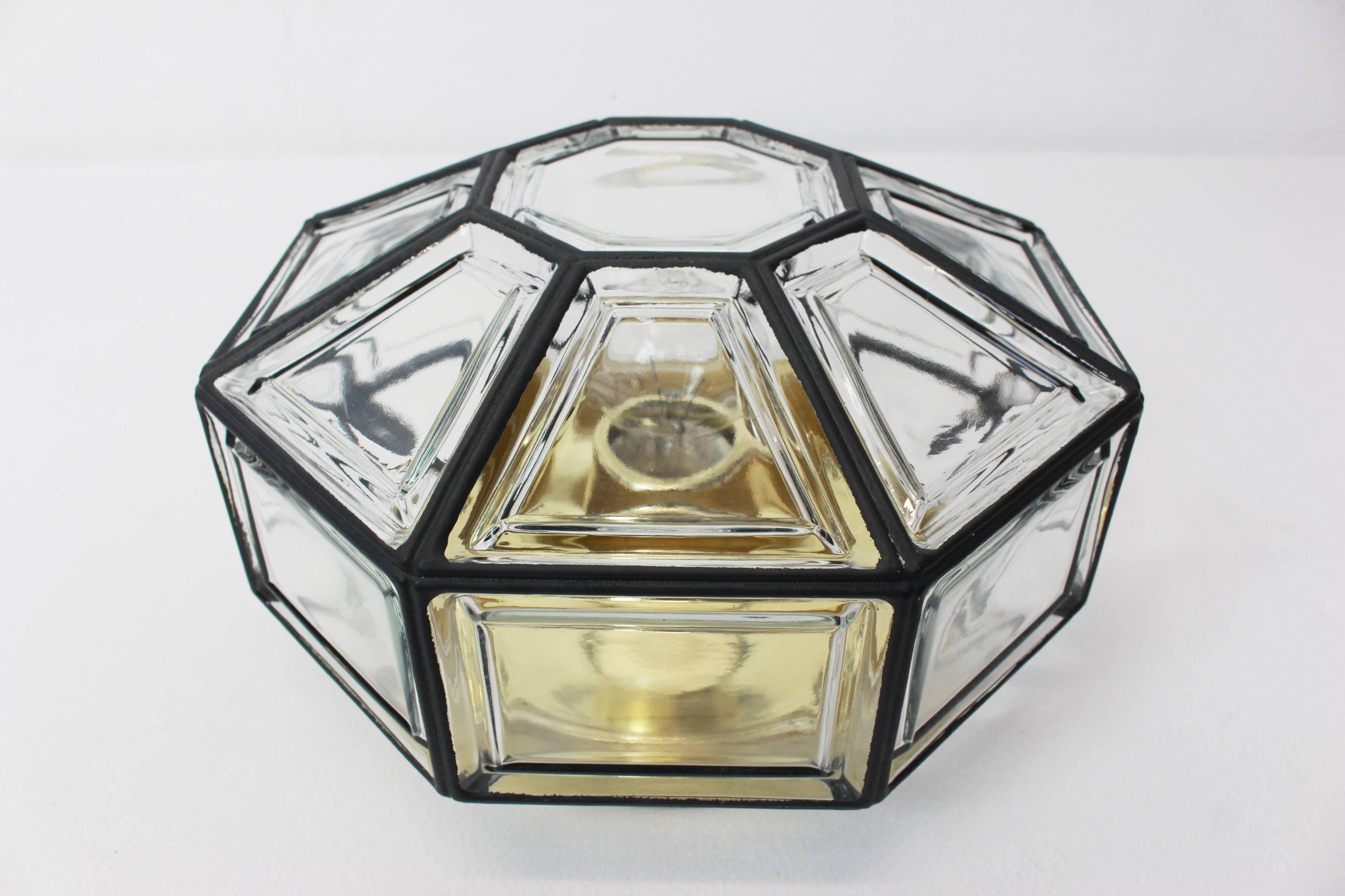 IRon and clear glass ceiling lights by Limburg, Germany, 1960s