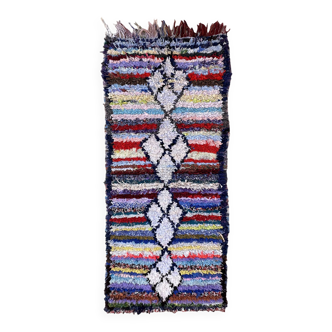 Colorful Boucherouite Berber rug - 80 x 189 cm