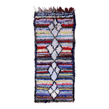 Colorful Boucherouite Berber rug - 80 x 189 cm
