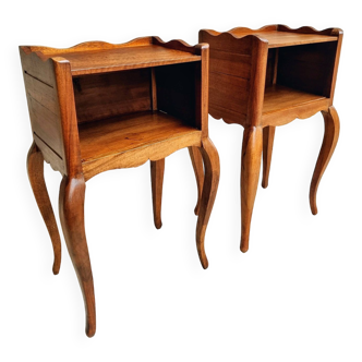 Old set of bedside tables, side tables, walnut