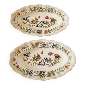 2 Rabanera Oval Dishes In French Ceramic Sarraguemines Rouen Model