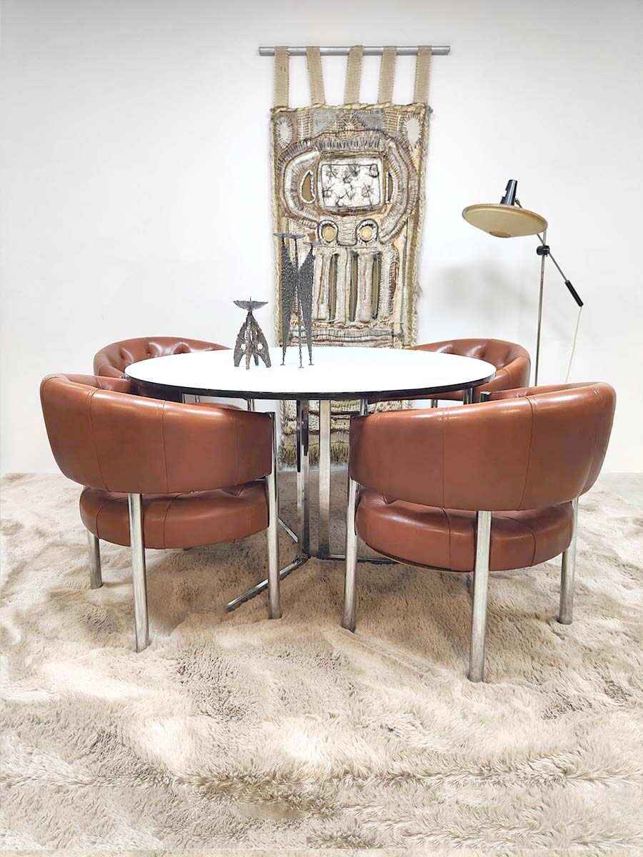Vintage round dining table Mad men style