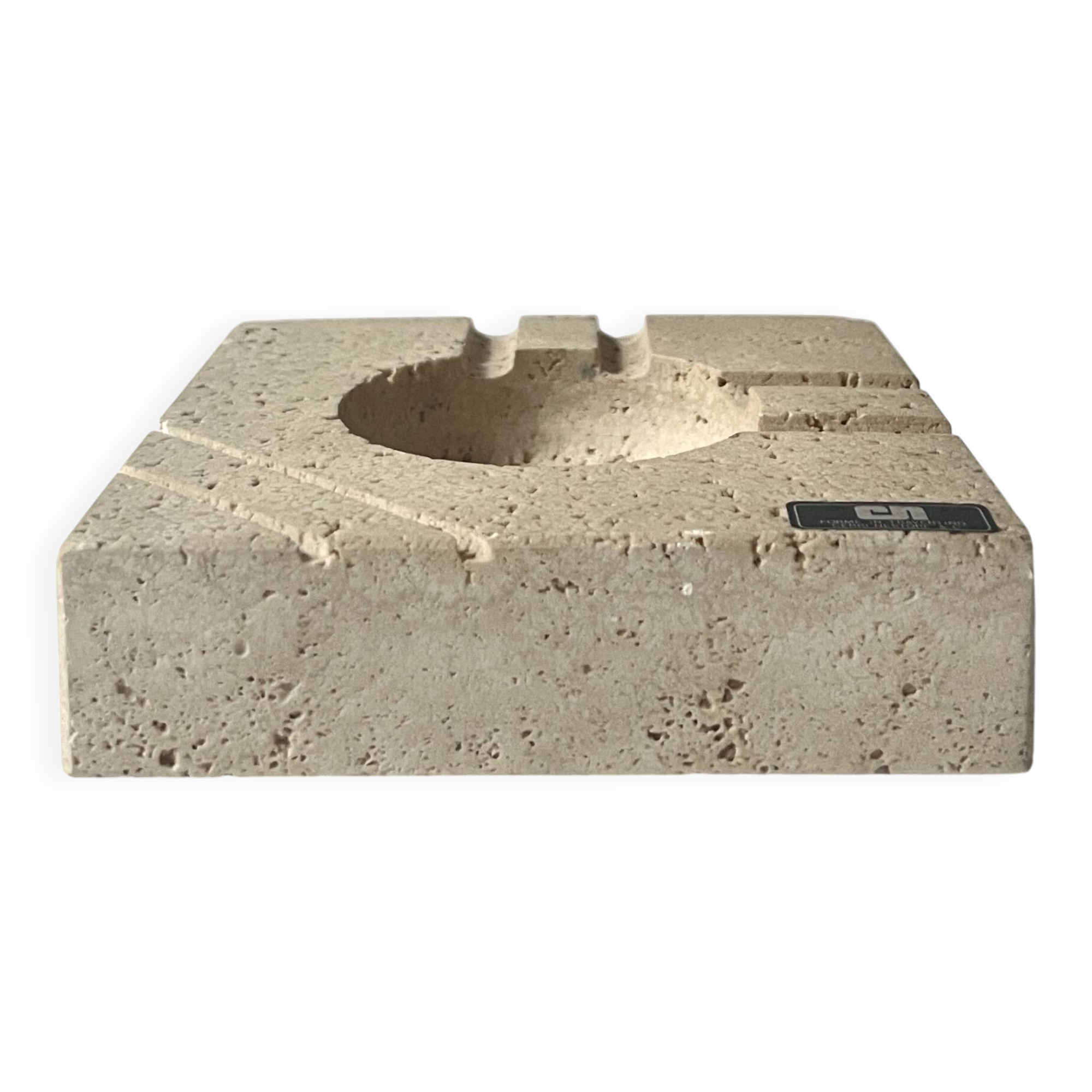 Cendrier italien en travertin sculpté Fratelli Manelli, design 1970