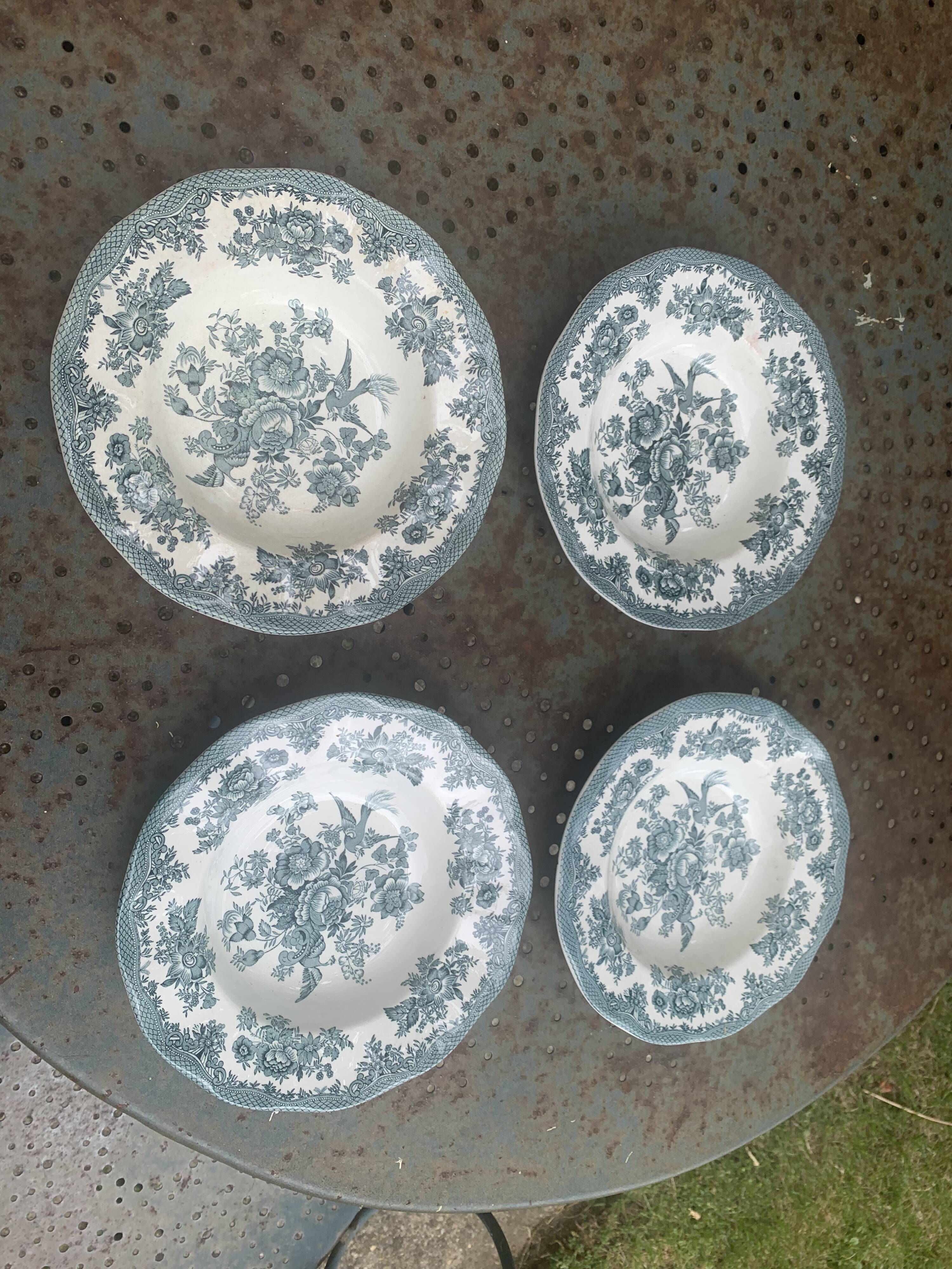 4 soup plates, Asian Pheasants, Enoch Wedgwood, vintage