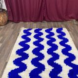 Gorgeous beniourain carpet, moroccan handmade rug, blue rug, living room ru