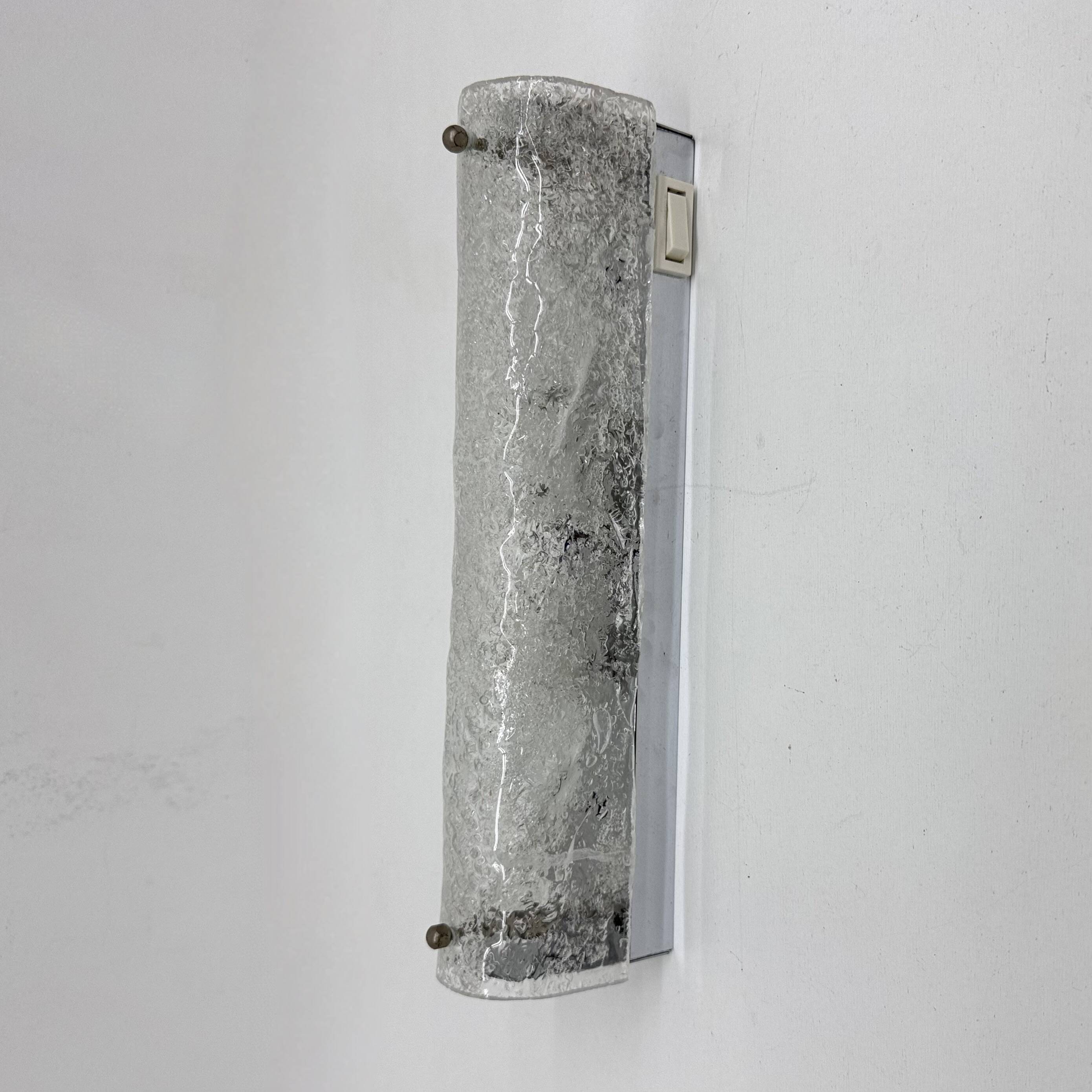 Applique murale en verre glacé vintage, années 1970