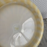 Cendrier verre rond vintage rayé jaune & blanc