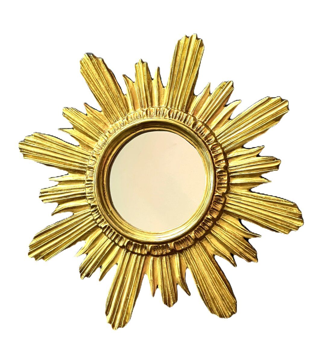 Wenz golden wood sun mirror, Germany, 1960s
