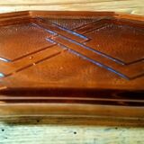 Vintage, Plat plateau en verre rose style Rosaline - art déco