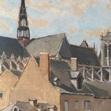HSP painting "Amiens Cathedral from the bridge of the Cange" (Somme)