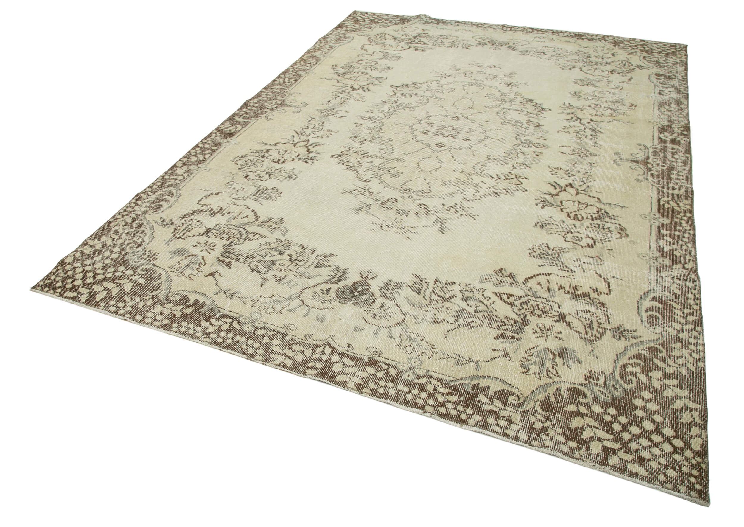 Handwoven antique beige rug 208 cm x 302 cm