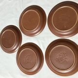 5 Dinner plates Burgundy Sarreguemines sandstone nuanced brown