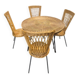 Wicker and black metal dining set