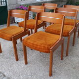 Series of 6 teak chairs 1970