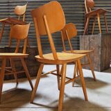 Set of 5 all-wood chairs published by Ton 1960