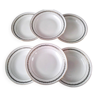 6 assiettes creuses en porcelaine de chartres sur cher pate de limoges