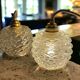 Set of two vintage portable lamps in chiseled glass