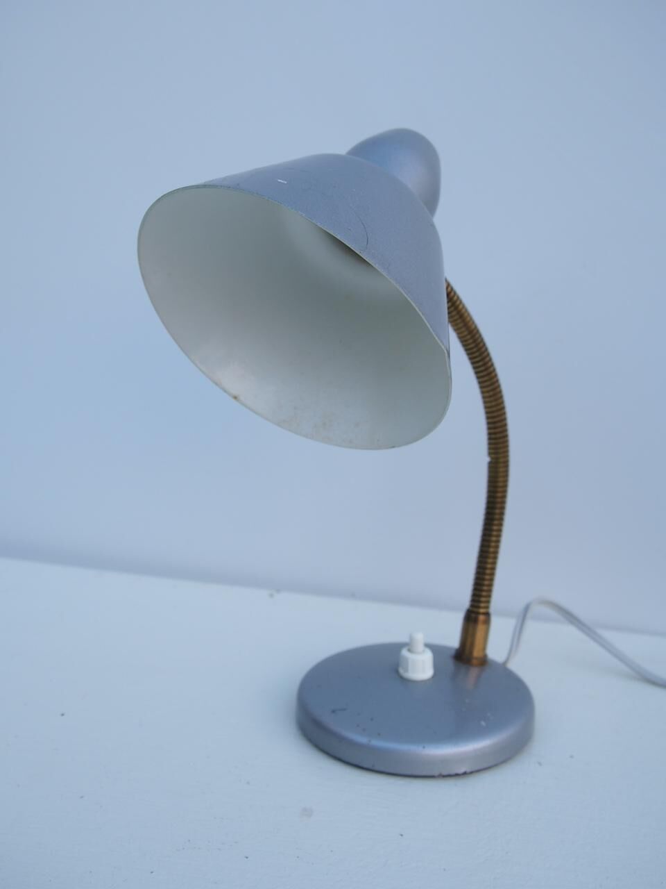 Gray metal desk lamp