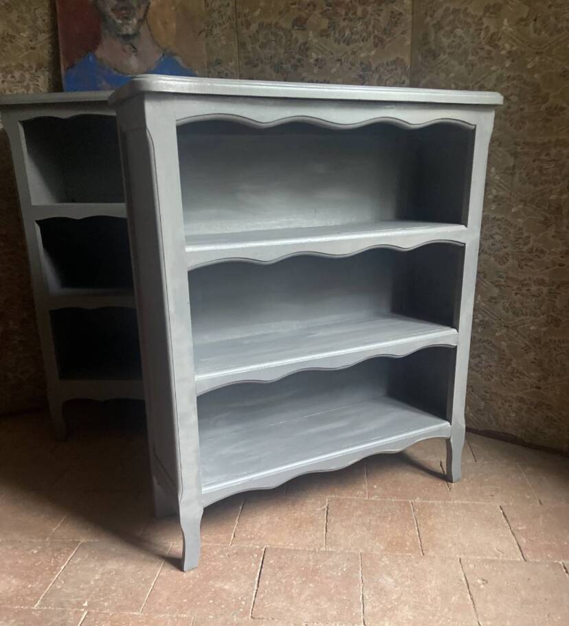 Bibus beech bookcase renovated in gray