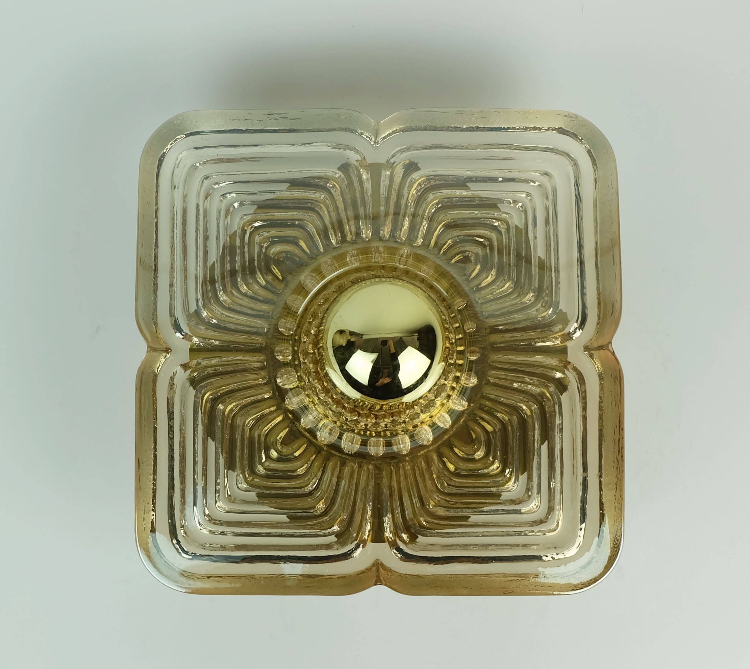 Applique murale lourde en verre glacé du milieu du siècle des années 1960-70