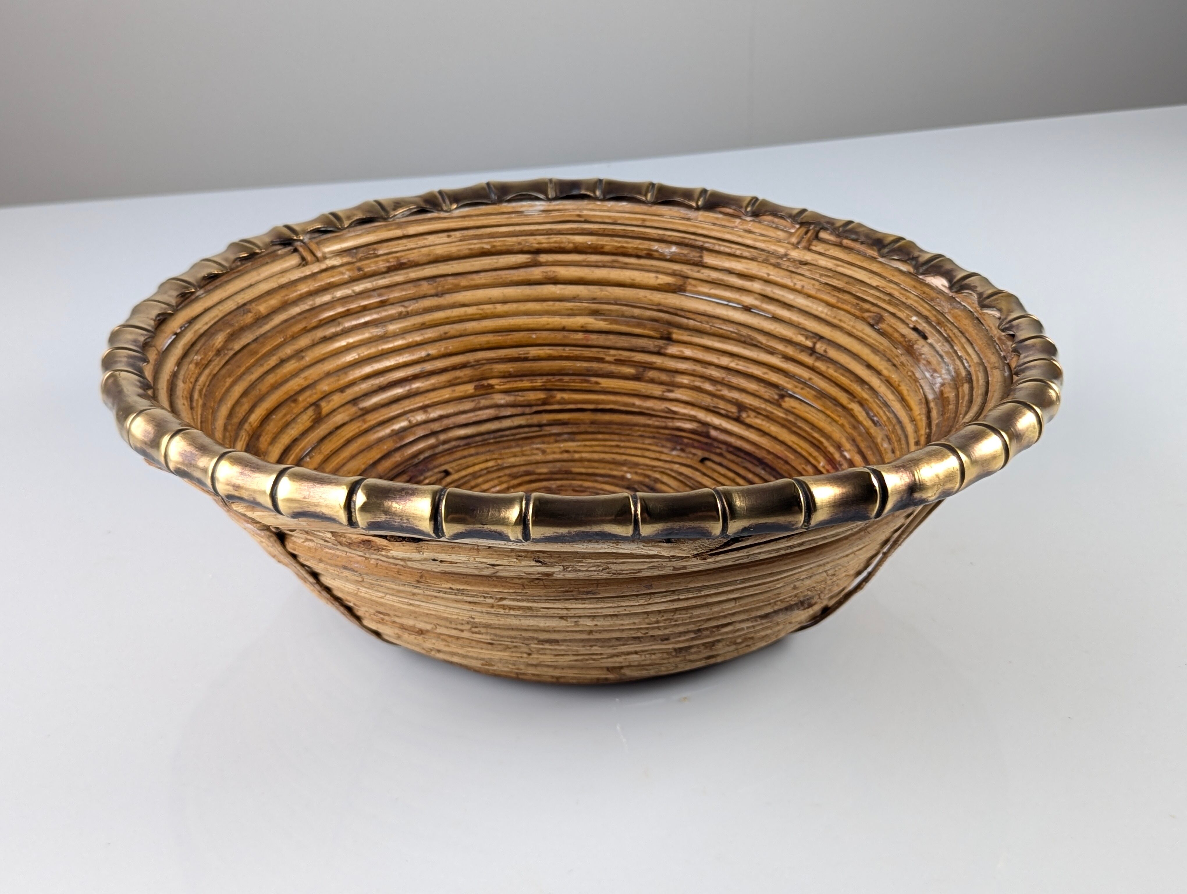 Rattan and brass centrepiece, Italy, 1970s