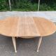 Renovated round extendable Scandinavian dining table in teak, 110cm.