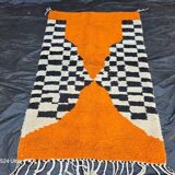 Handmade orange pure wool rug, size 160 x 240 cm