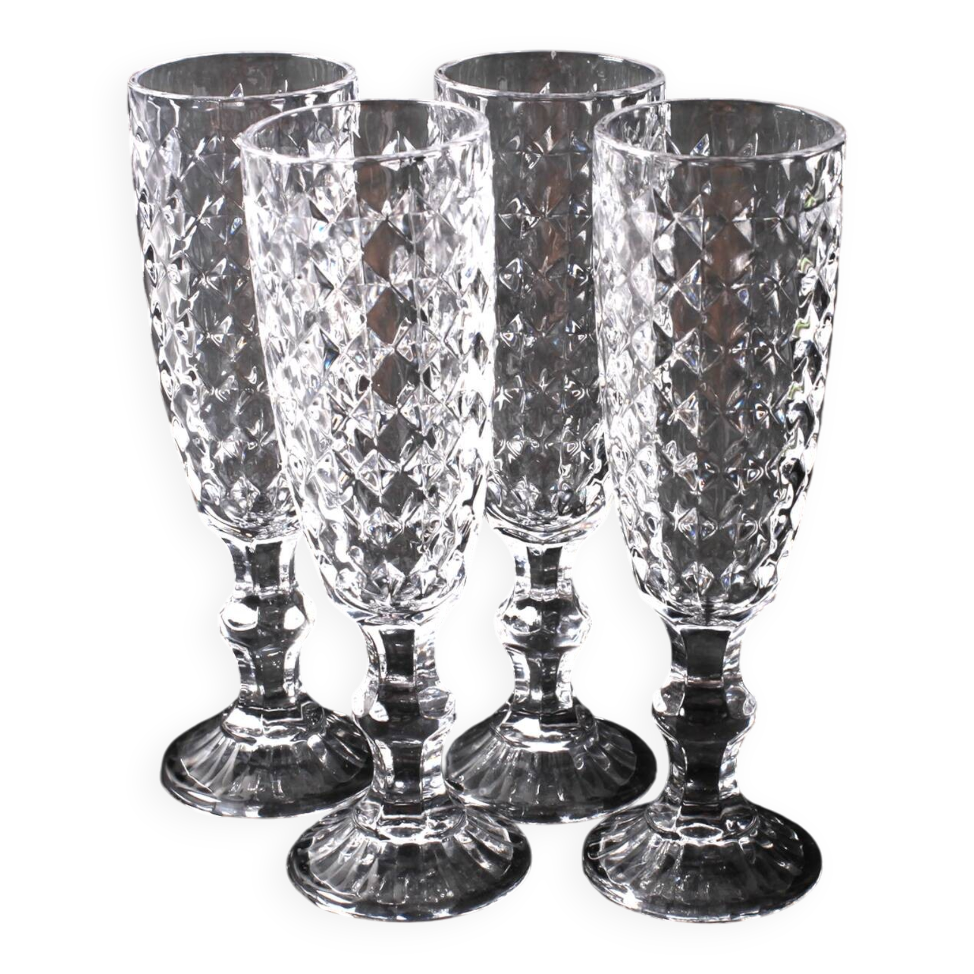 Ensemble de quatre verres à champagne ou à prosecco vintage / Italie / Années 2000