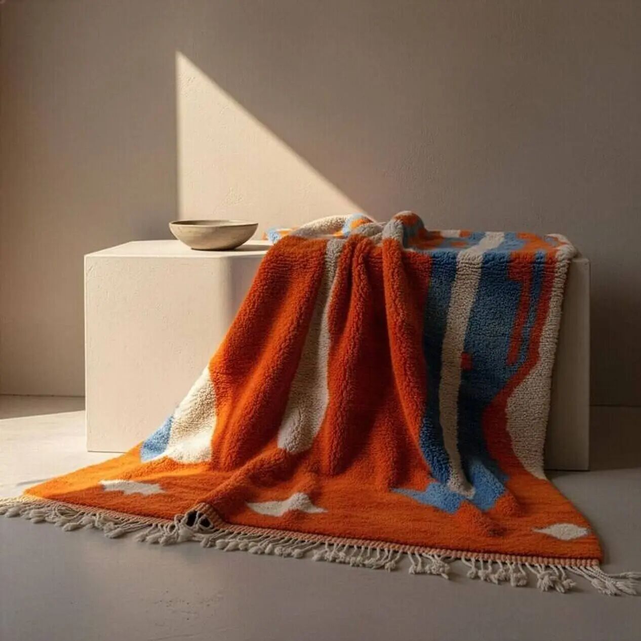 Tapis tissé à la main 200x300 cm, laine, multicolore, Maroc