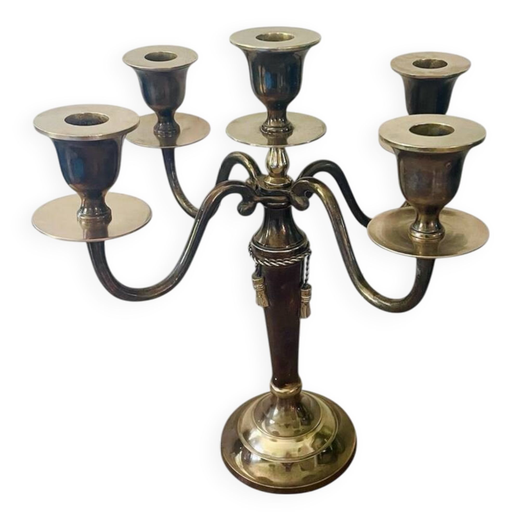 Two-tone solid brass chandelier