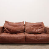 Vintage sofa gognac color model budapest design by paola navone by baxter.
