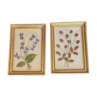 Feather floral arrangement paintings