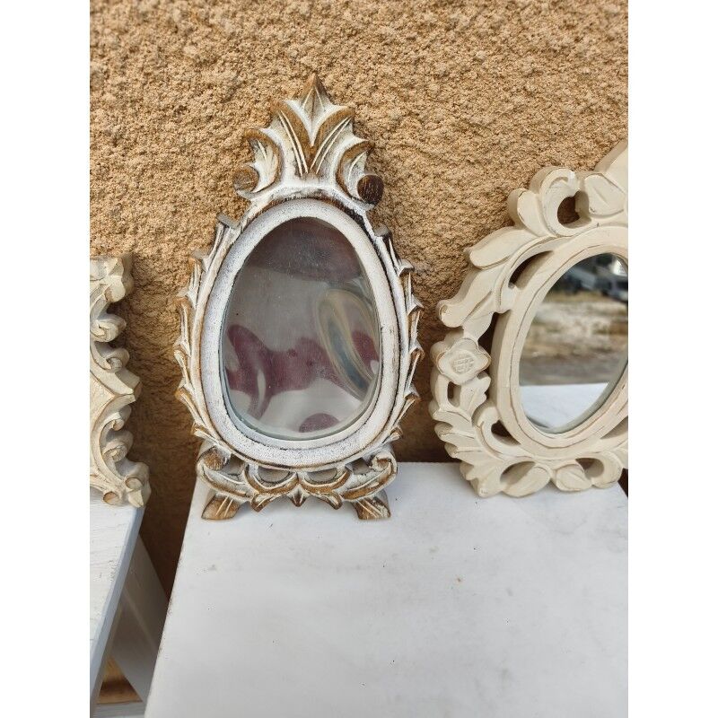 Set of 5 cerused wood mirrors