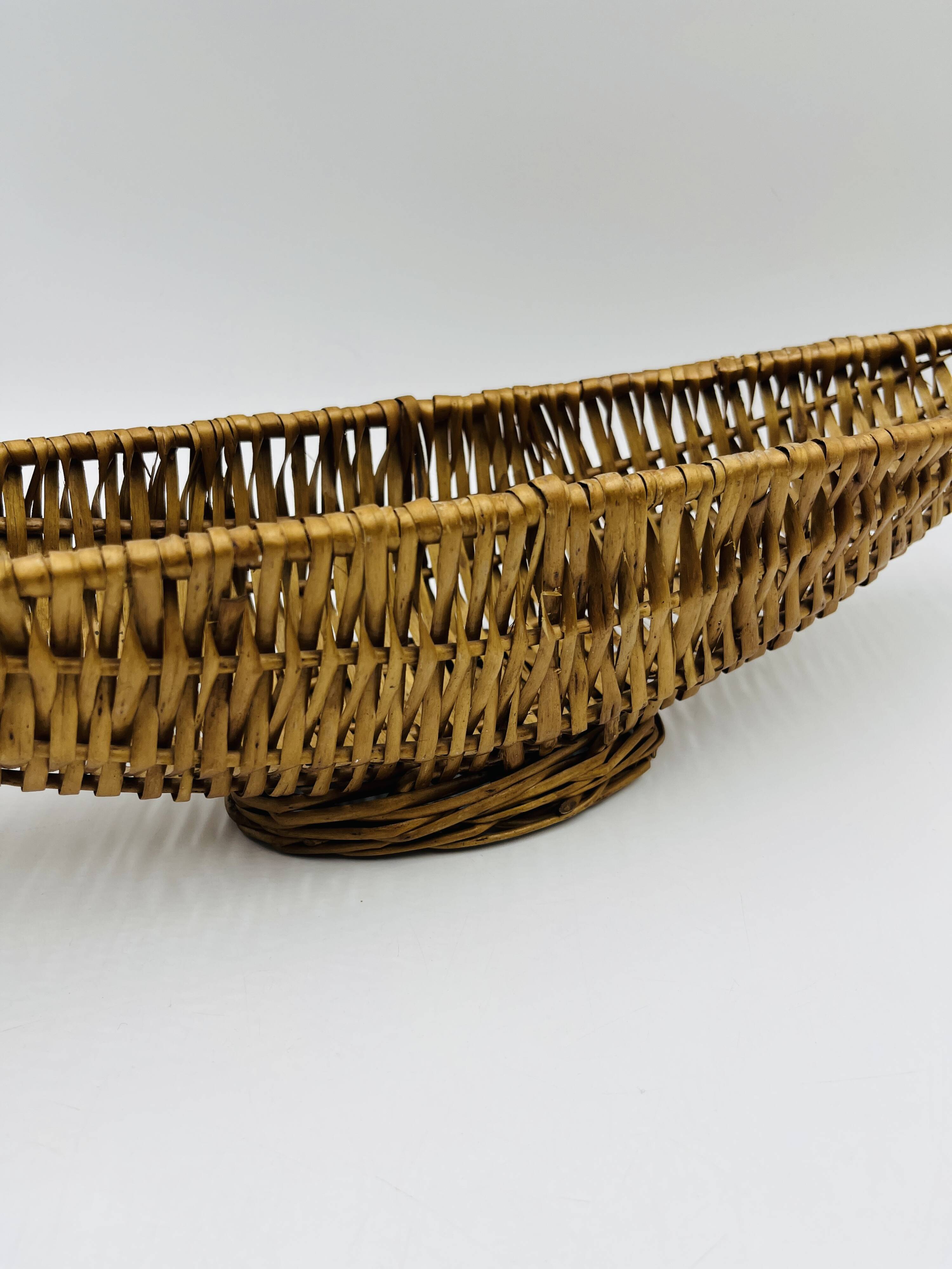 Vintage elongated wicker basket