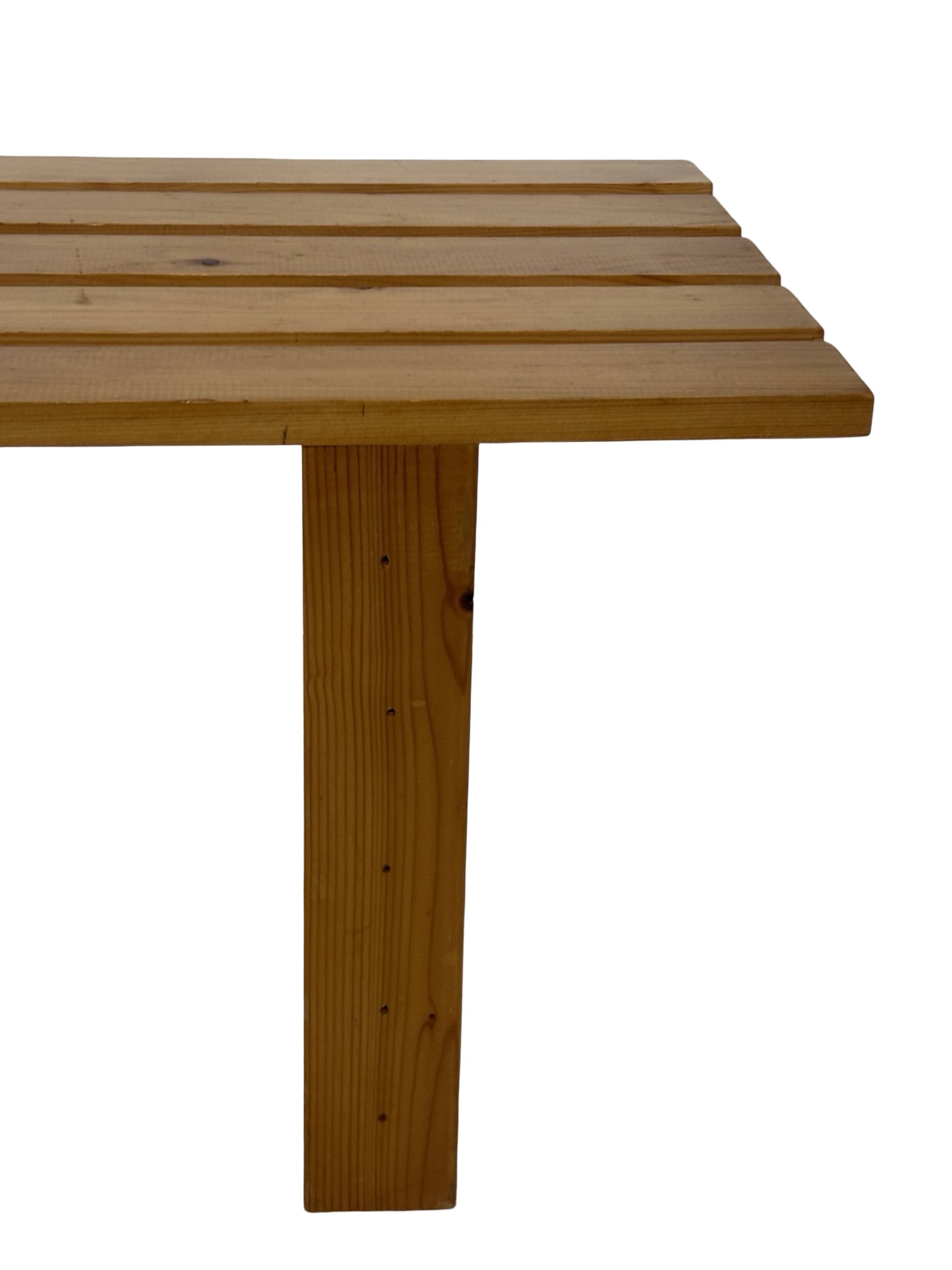 Vintage Scandinavian modern pinewood slatted bench from the 1960's