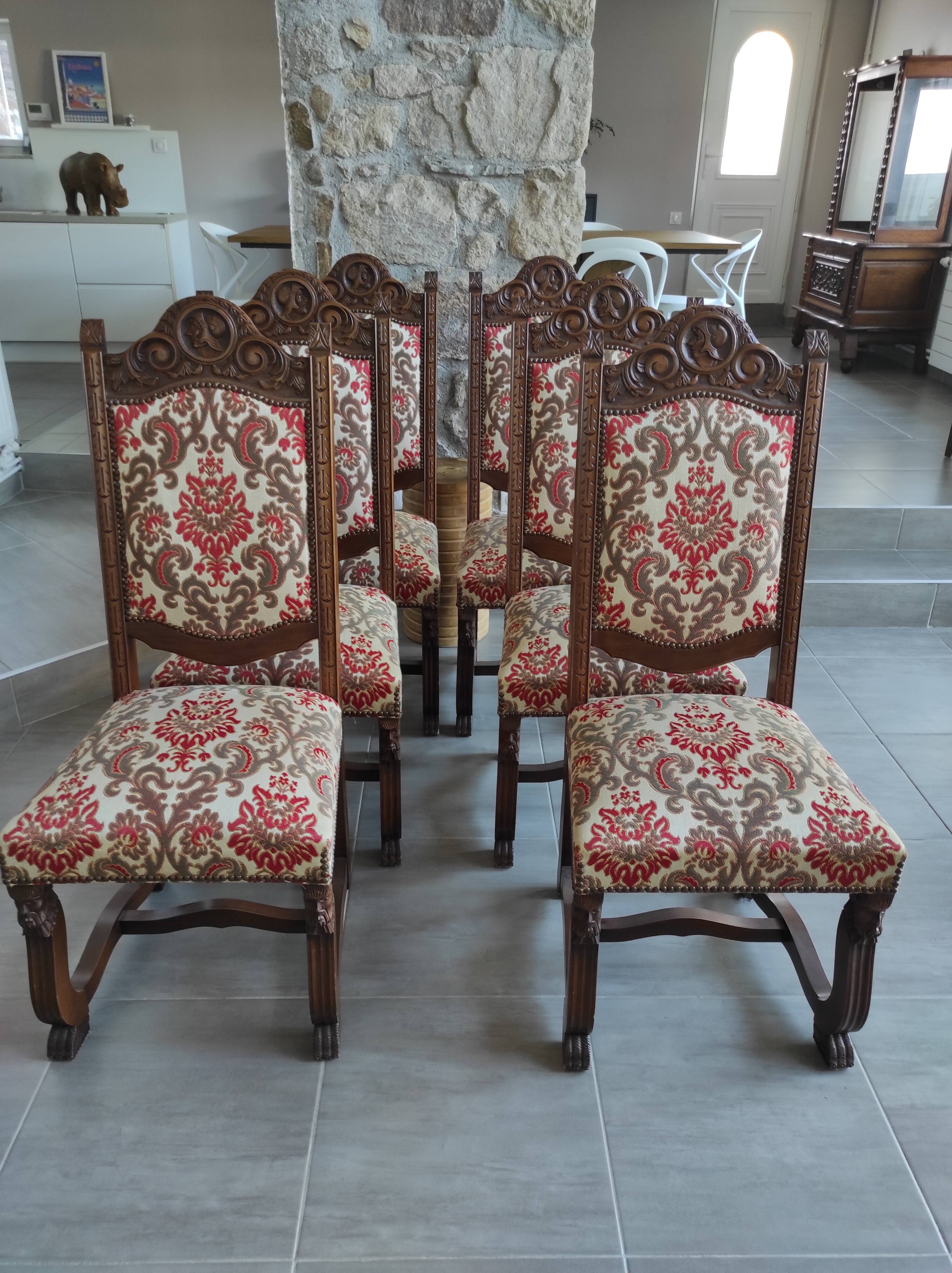 Lot de 6 chaises style renaissance espagnol